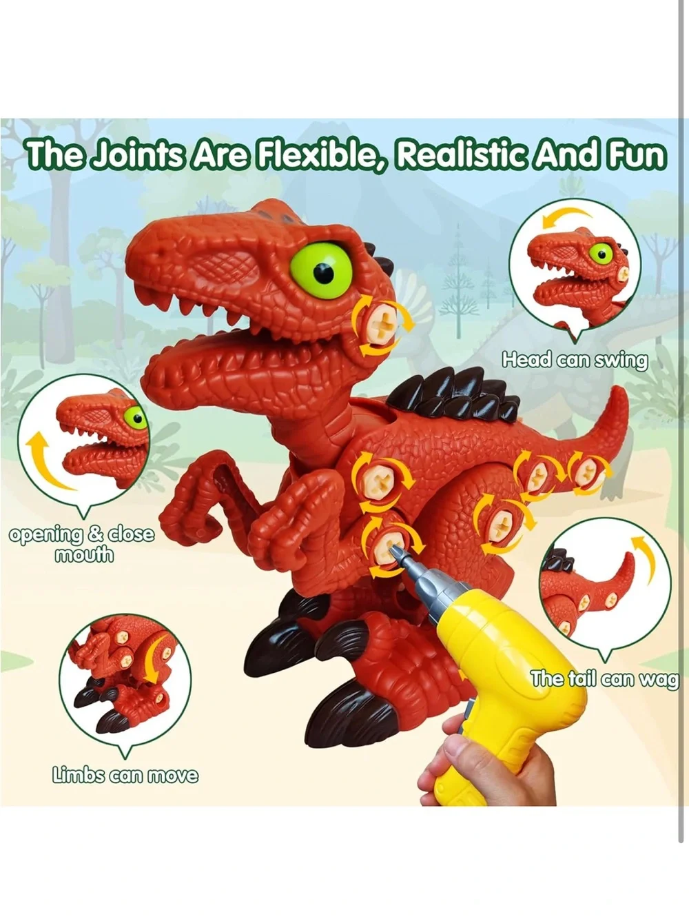 New Dinosaur Toys W-Electric Drill & Play Mat STEM  DIY Learning Educational Toy